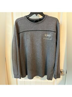 Harley-Davidson Men’s 110th Anniversary Embroidered Gray Pullover Sweater Size L